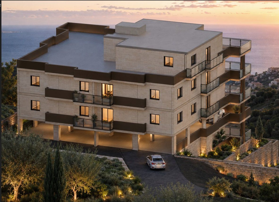 Aurea Residence architecture at dusk