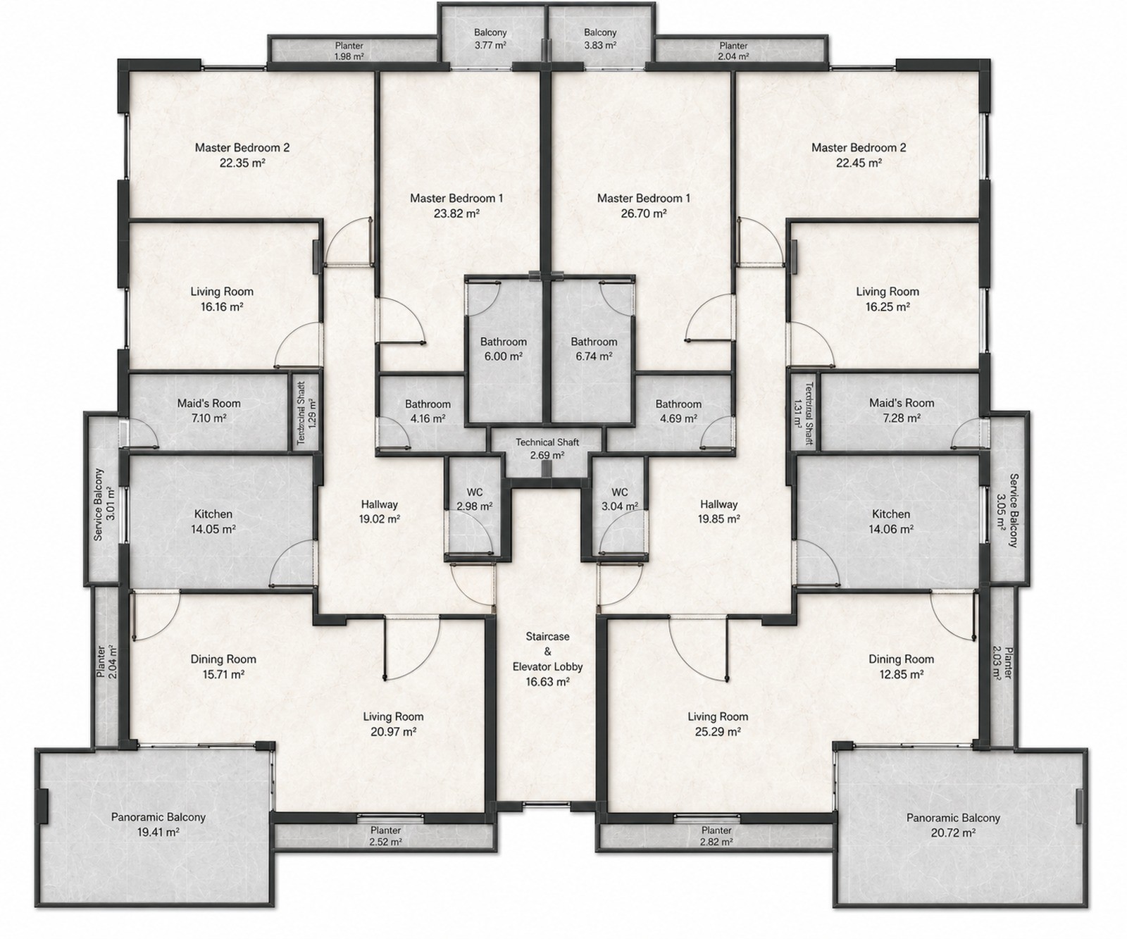 Typical floor plan with room dimensions